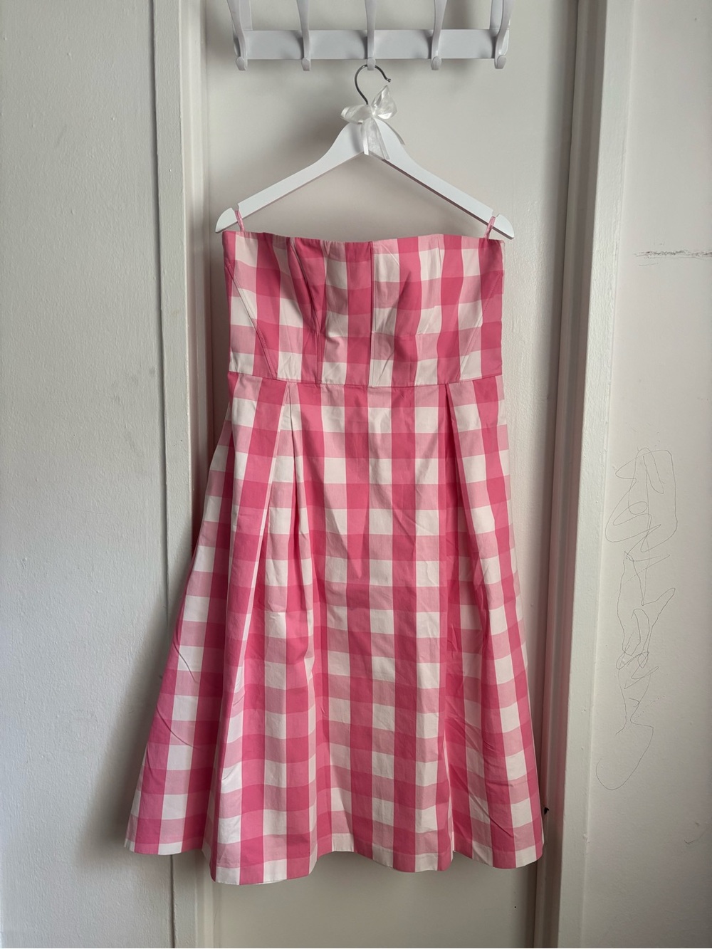 ZARA x BARBIE Strapless Pink Gingham A-Line Dress XL - Picture 2 of 3